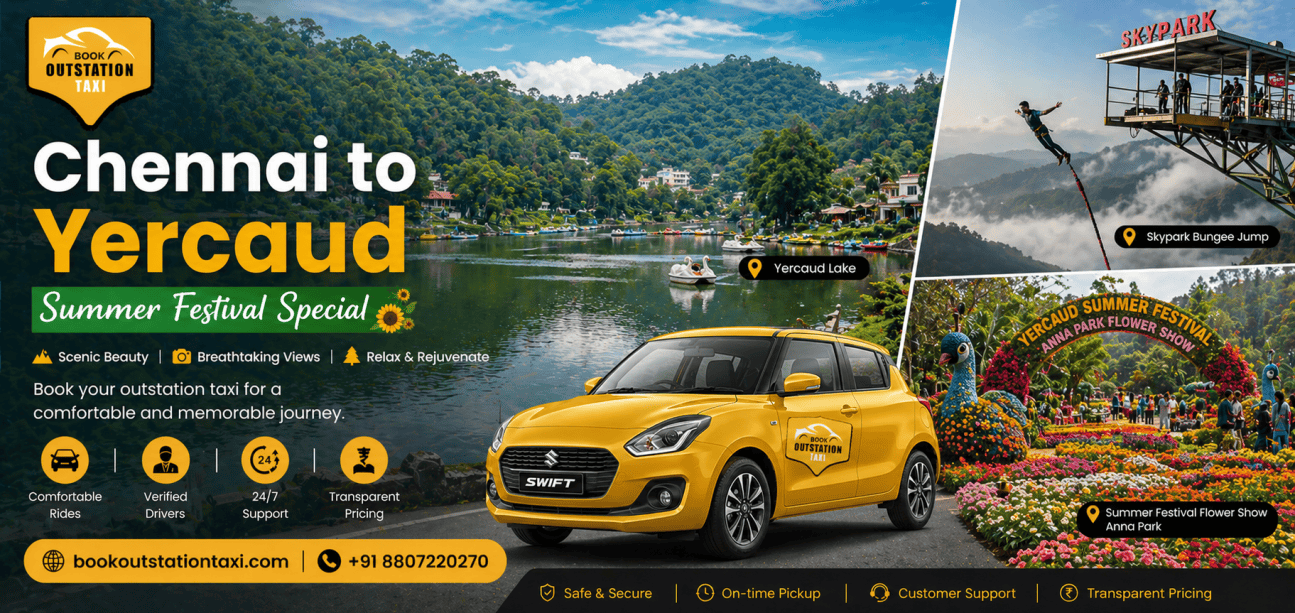 Chennai to Yercaud Outstation Taxi | Summer Festival 2026 | Book Now
