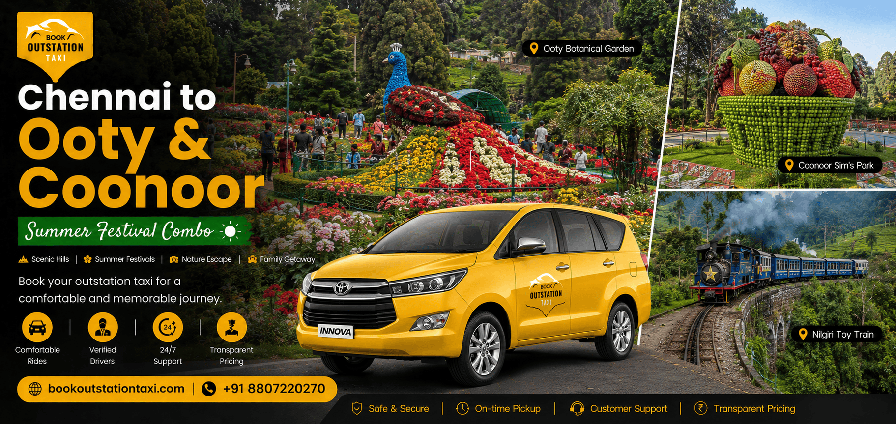 Chennai to Ooty & Coonoor Outstation Taxi | Summer Festival 2026 Special