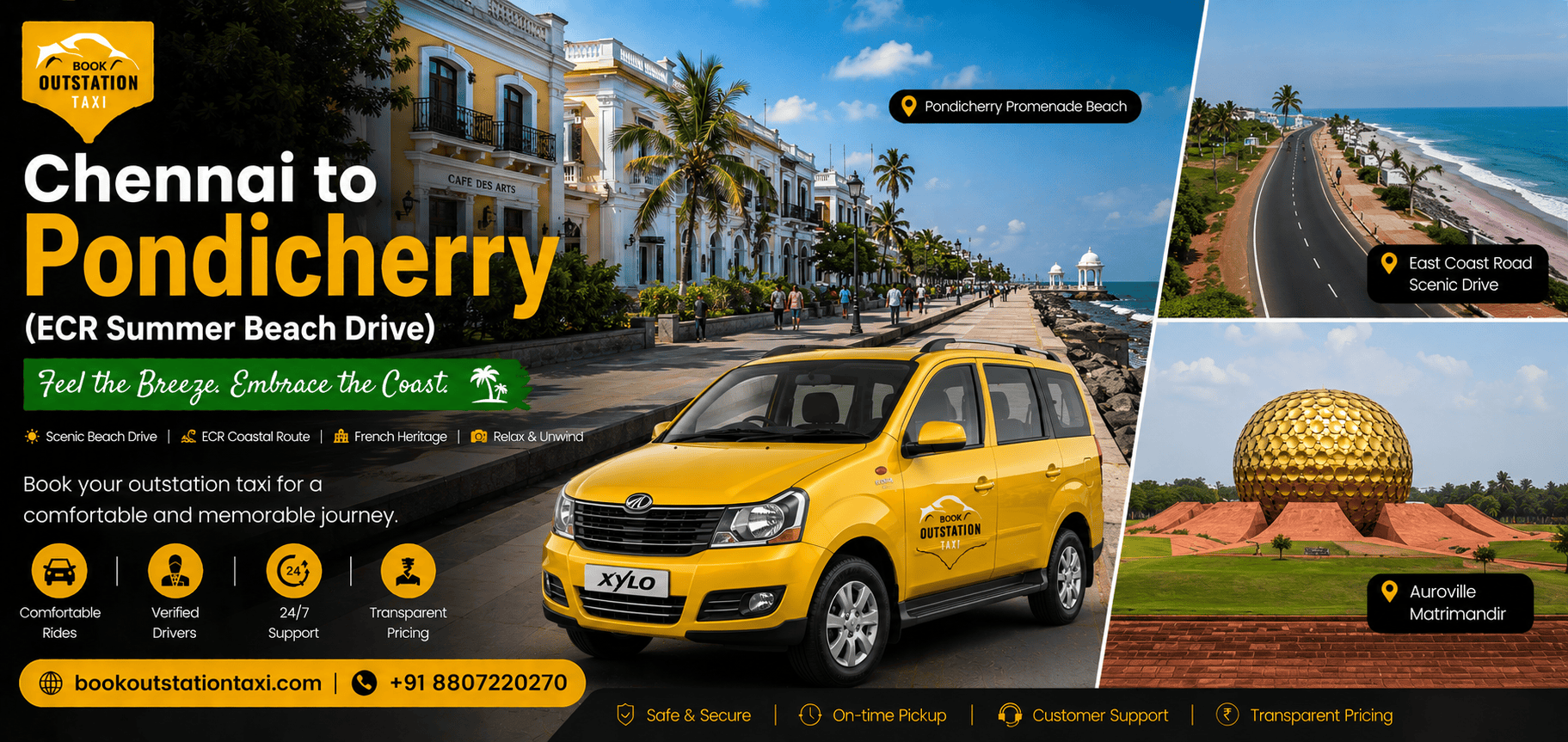 Chennai to Pondicherry Outstation Taxi | ECR Summer Beach Drive 2026