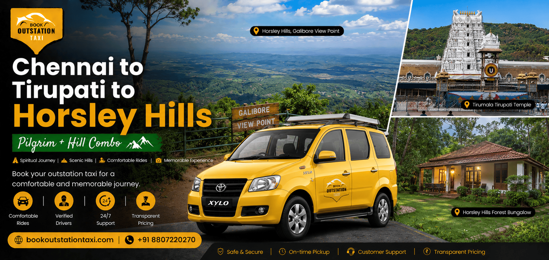 Chennai to Tirupati to Horsley Hills Outstation Taxi | Pilgrim & Hill Combo