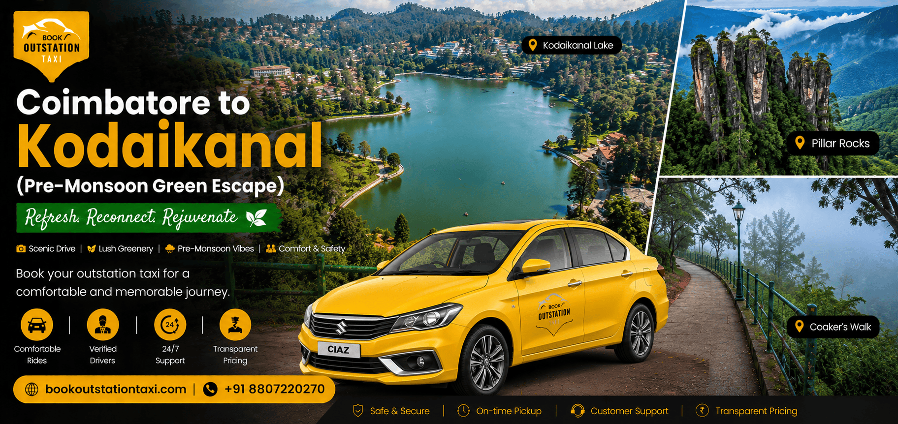 Coimbatore to Kodaikanal Outstation Taxi | Pre-Monsoon Green Escape 2026
