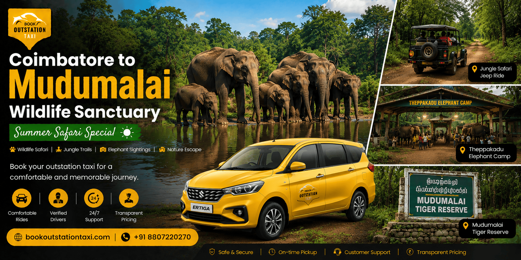 Coimbatore to Mudumalai Outstation Taxi | Summer Wildlife Safari 2026