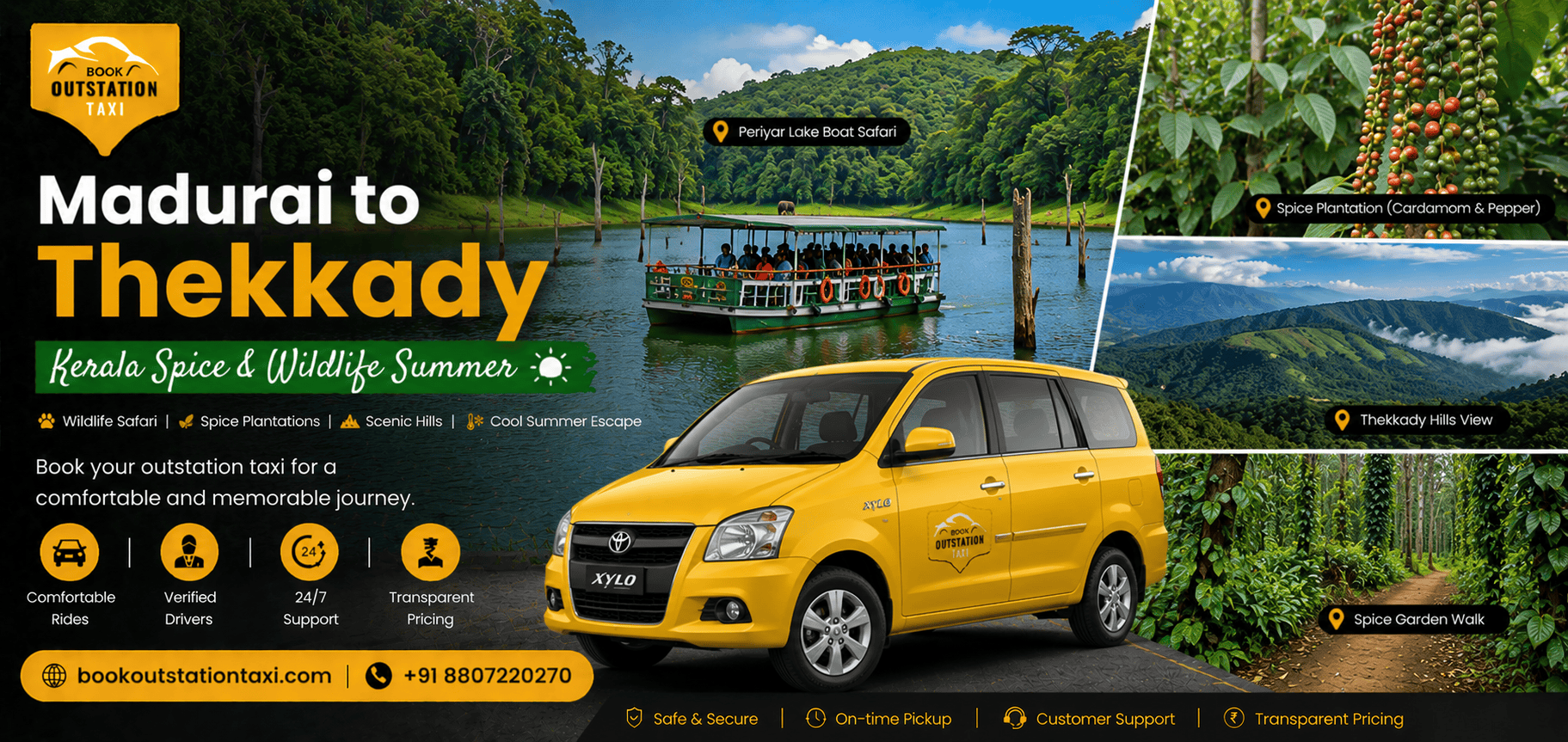 Madurai to Thekkady Outstation Taxi | Kerala Spice & Wildlife Summer