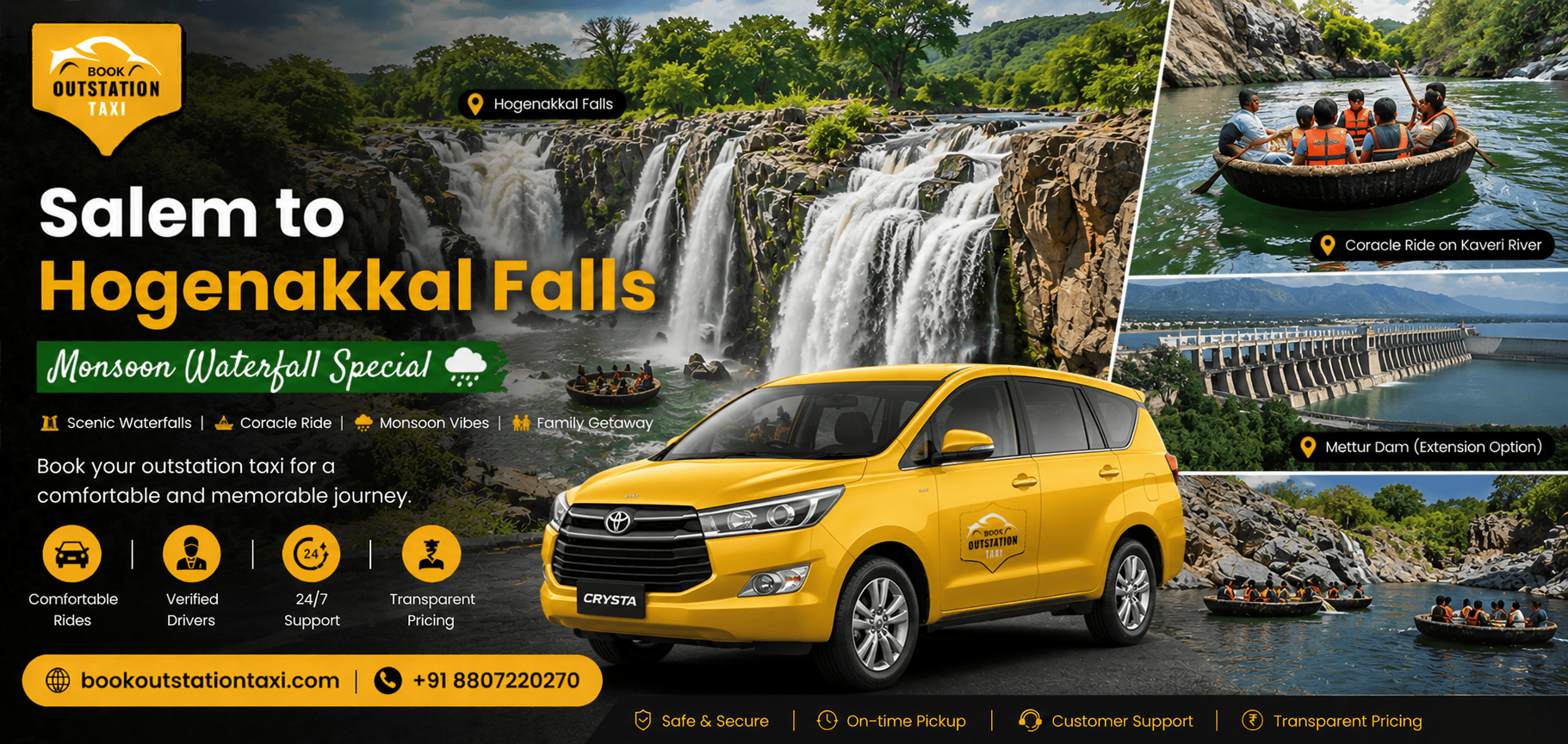 Salem to Hogenakkal Outstation Taxi | Monsoon Waterfall Special 2026
