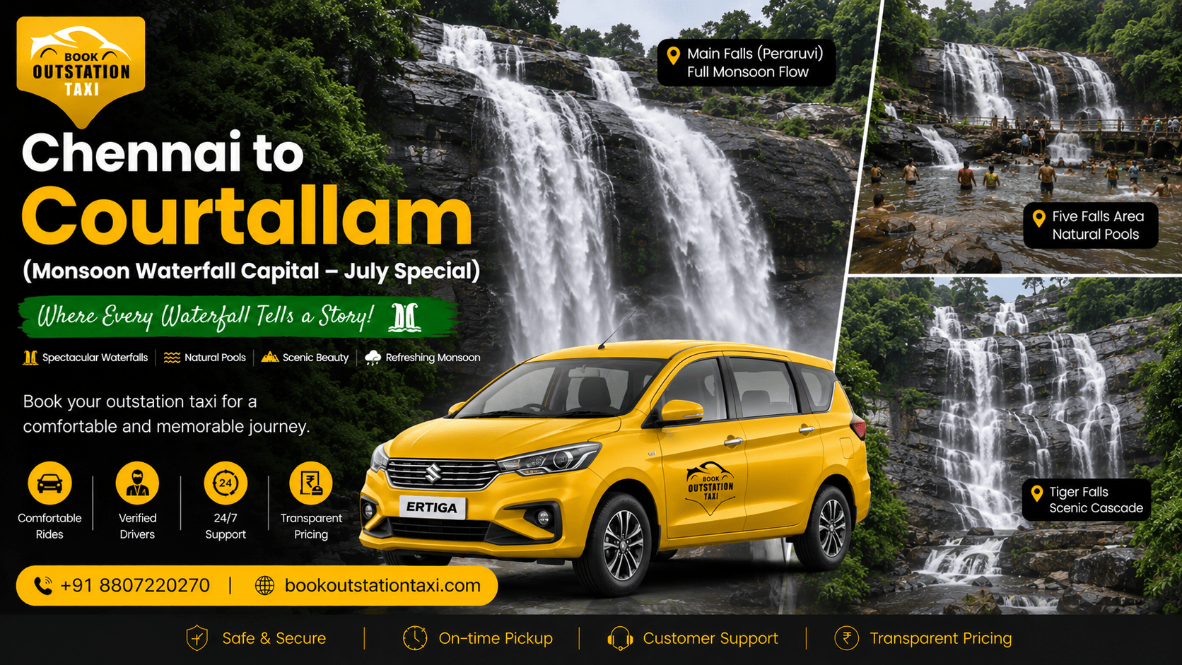 Chennai to Courtallam Outstation Taxi | Monsoon Waterfall Capital 2026