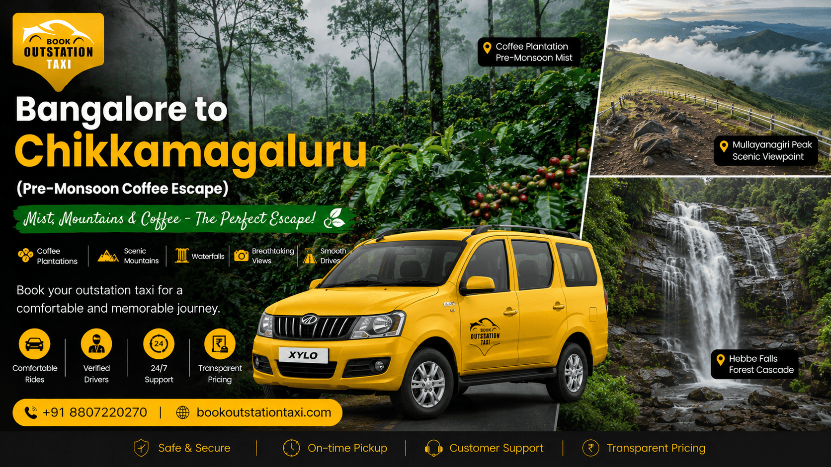 Bangalore to Chikkamagaluru Outstation Taxi | Pre-Monsoon Coffee Escape 2026