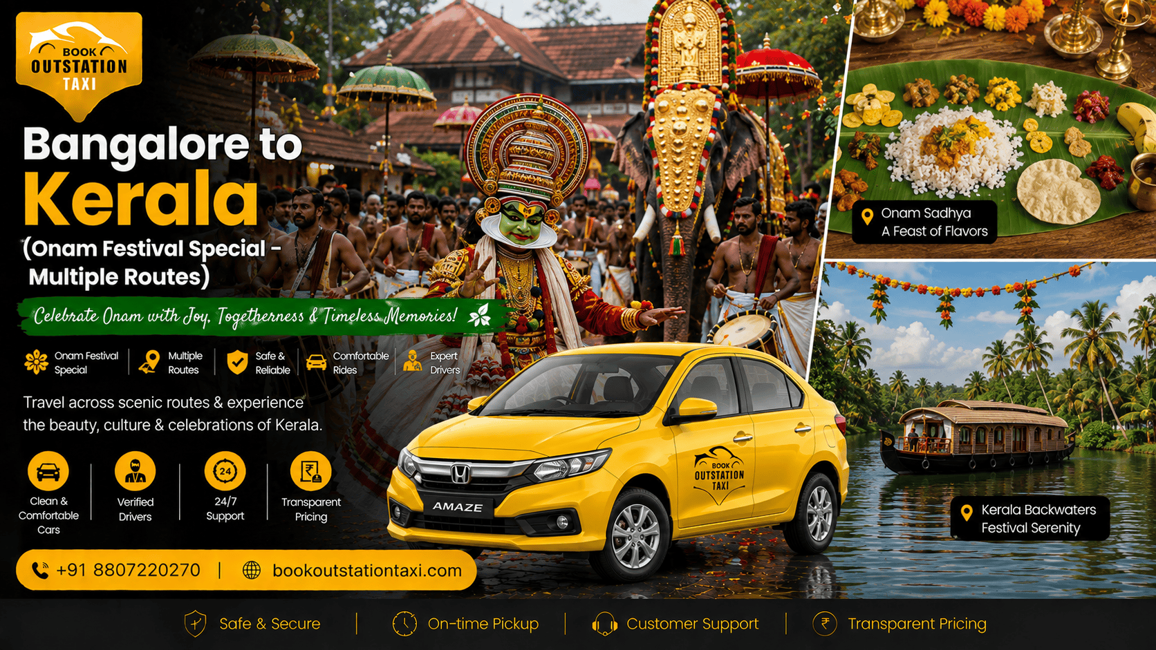 Bangalore to Kerala Outstation Taxi | Onam Festival 2026 Special