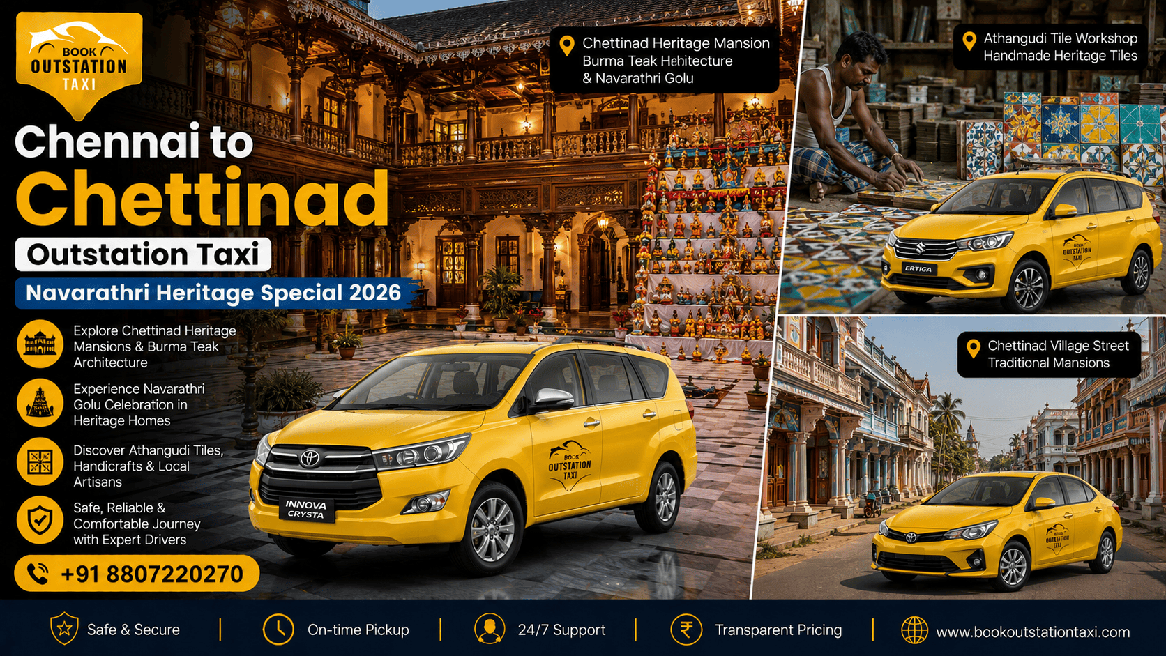 Chennai to Chettinad Outstation Taxi | Navarathri Heritage Special 2026