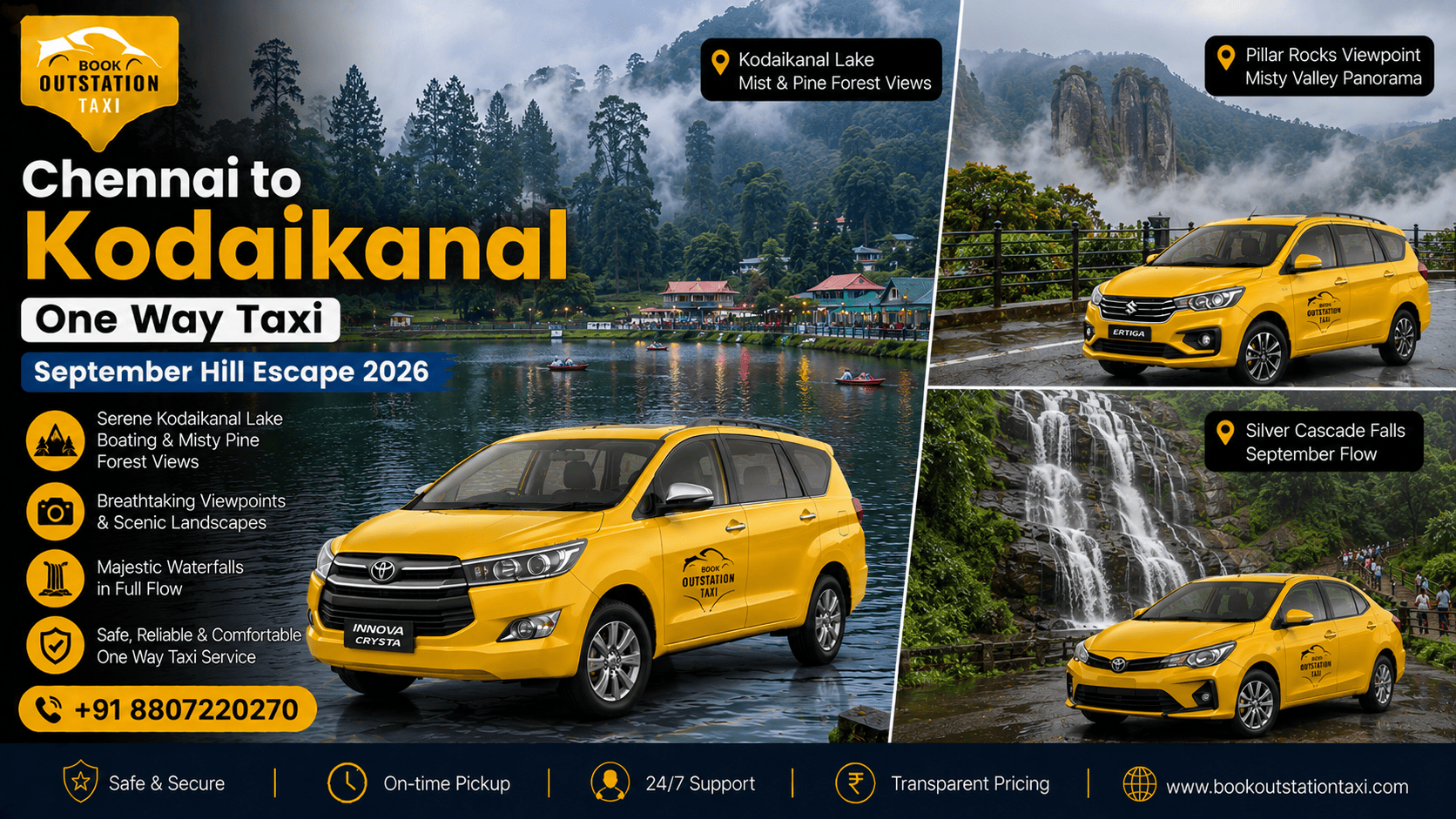 Chennai to Kodaikanal One Way Taxi | September Hill Escape 2026