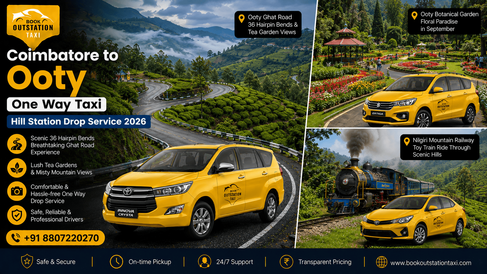 Coimbatore to Ooty One Way Taxi | Hill Station Drop Service 2026