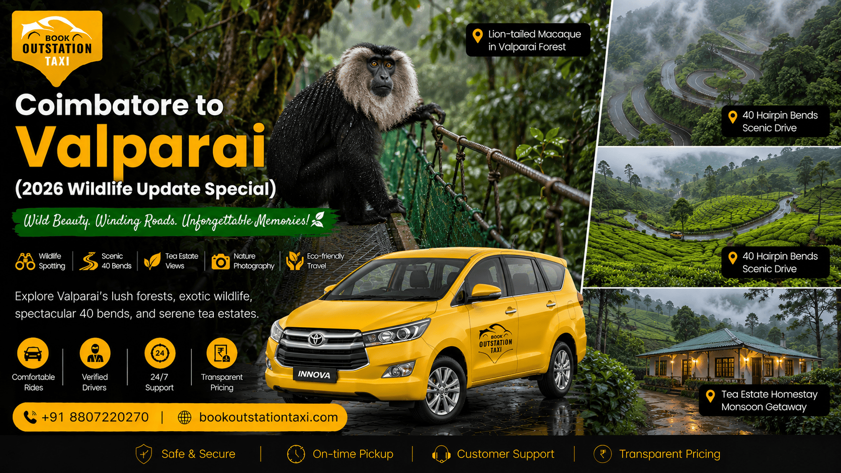 Coimbatore to Valparai Outstation Taxi | 2026 Wildlife Update