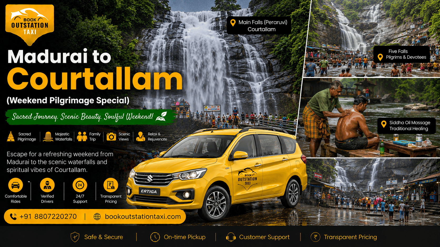 Madurai to Courtallam Outstation Taxi | Weekend Pilgrimage Special