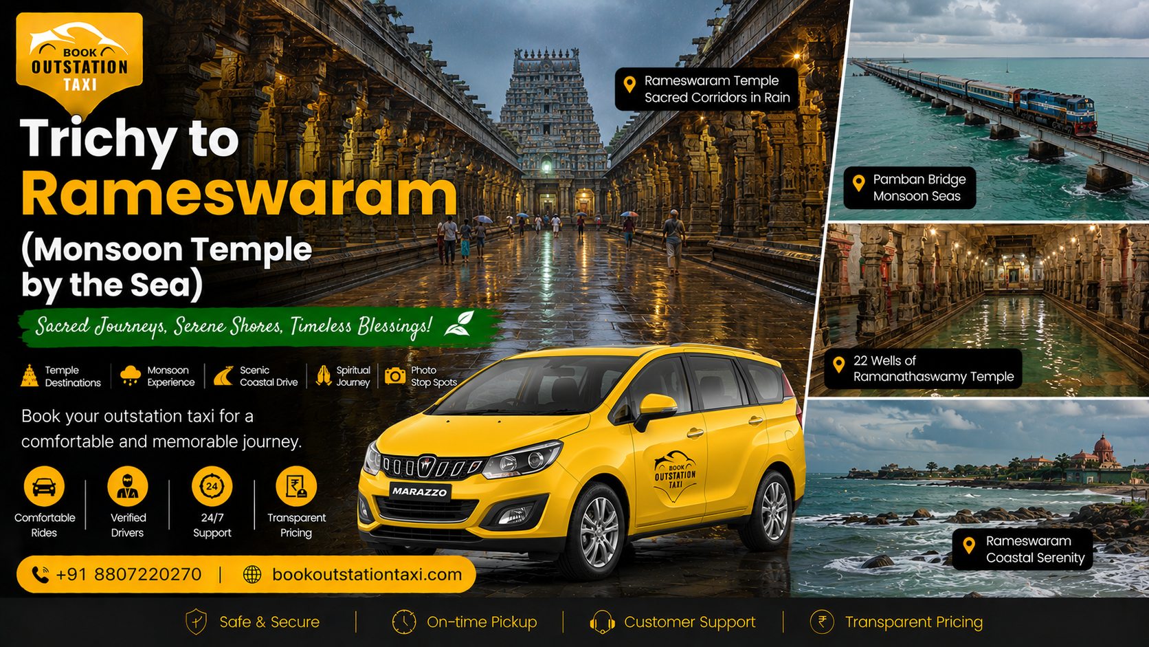 Trichy to Rameswaram Outstation Taxi | Monsoon Temple by the Sea 2026