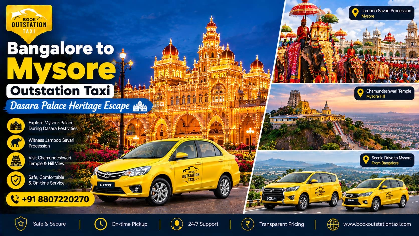 Bangalore to Mysore Outstation Taxi | Dasara Palace Heritage Escape