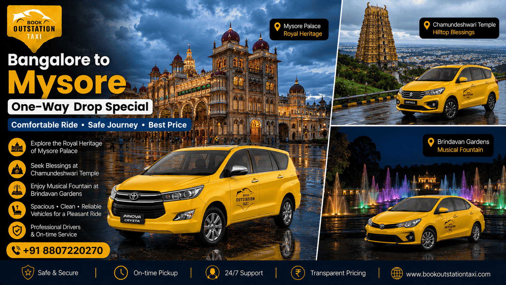 Bangalore to Mysore Outstation Taxi | One-Way Drop Special 2026