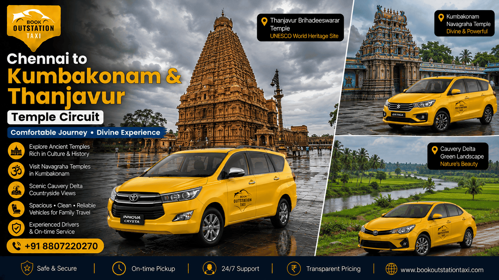 Chennai to Kumbakonam & Thanjavur Outstation Taxi | Temple Circuit Special