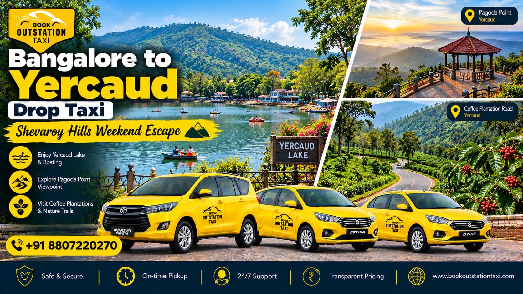 Bangalore to Yercaud Drop Taxi | Shevaroy Hills Weekend Escape