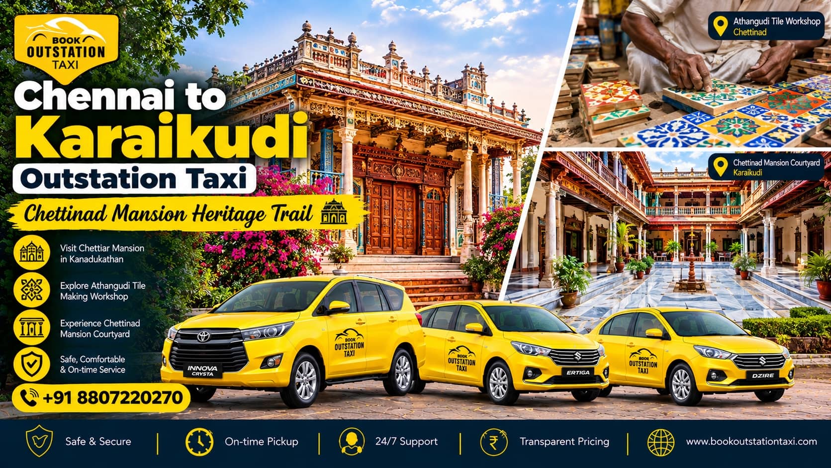 Chennai to Karaikudi Outstation Taxi | Chettinad Mansion Heritage Trail